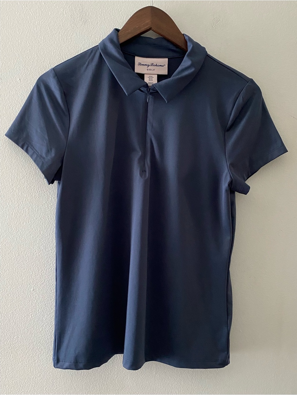Tommy Bahama Navy Zip-Front Short Sleeve Polo